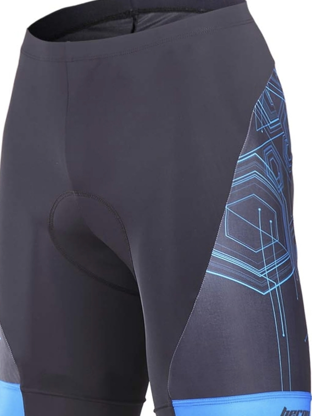 Black Cycling Shorts with Bright Blue Accent